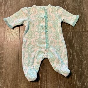 Little Me Mint and White Preemie Footie